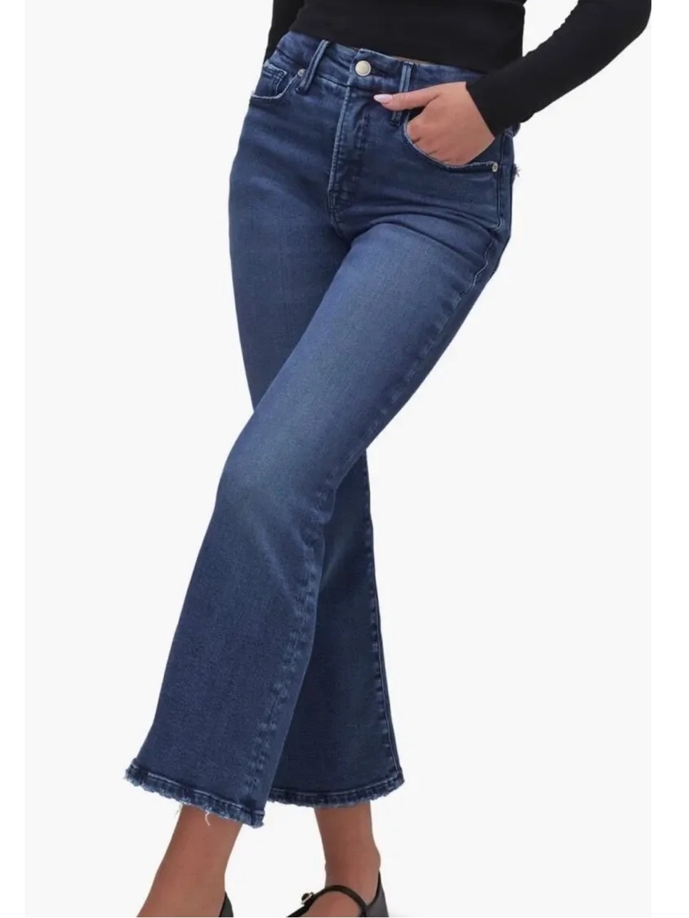 Good American good legs crop mini boot jeans